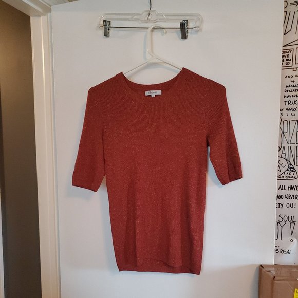 Madewell Small Rusty Gold Sparkle Sweater Top - Picture 7 of 8